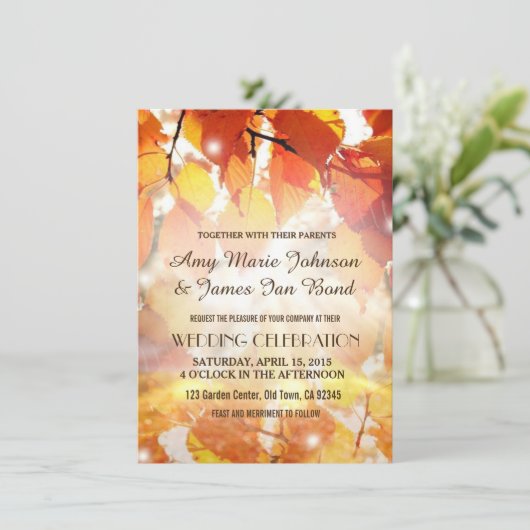 De herfst laat ons de uitingen van de bruiloft val kaart (Staand voorkant)
