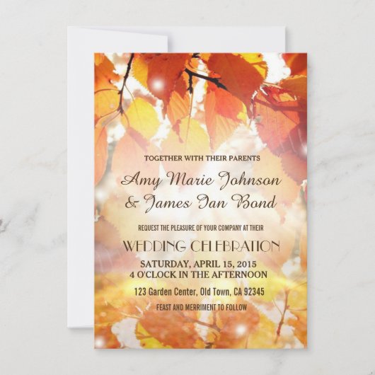 De herfst laat ons de uitingen van de bruiloft val kaart (Voorkant)