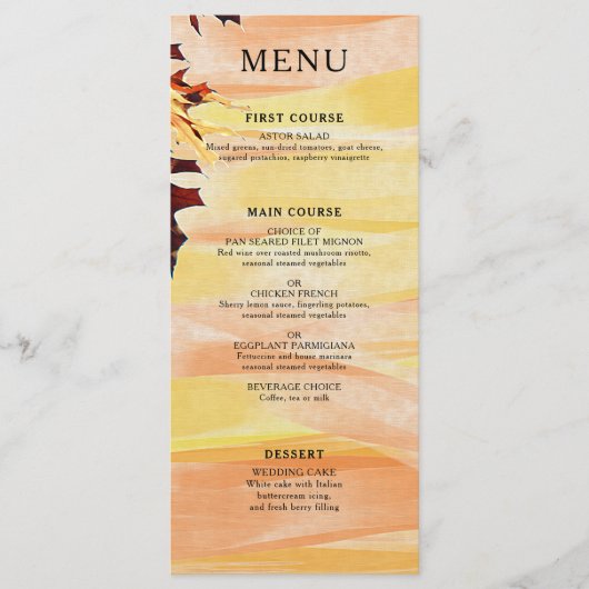 De herfst laat Oranje gele weddenschap Menu (Voorkant)