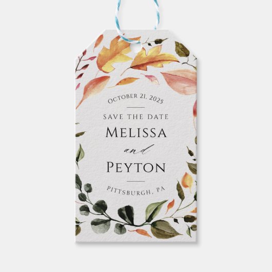 De herfst laat sparen de Datum Cadeaulabel (Voorkant)