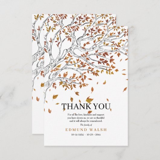 De herfst laat sympathie over Hartelijk dank Kaart (Voorkant / Achterkant)