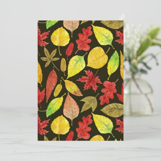 De herfst laat waterverf donker (Staand voorkant)