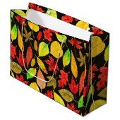 De herfst laat waterverf donker groot cadeauzakje (Voorkant Gekanteld)