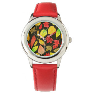 De herfst laat waterverf donker horloge