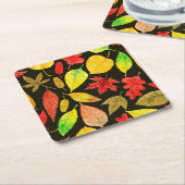 De herfst laat waterverf donker kartonnen onderzetters (Schuin)