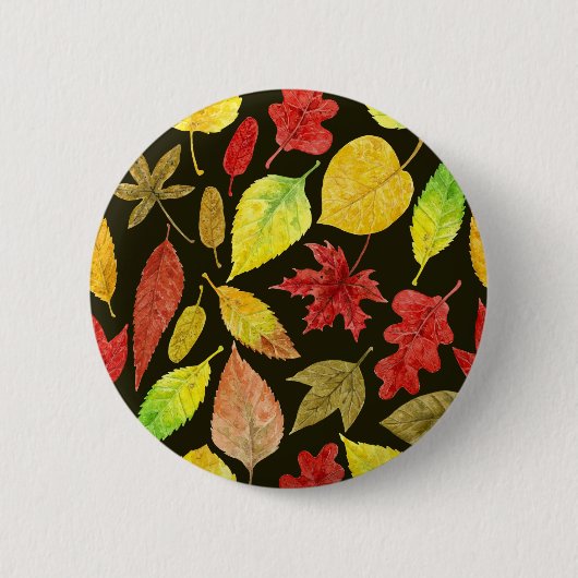 De herfst laat waterverf donker ronde button 5,7 cm (Voorkant)