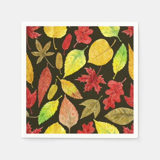 De herfst laat waterverf donker servet (Voorkant)