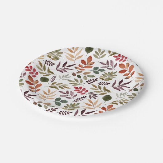 De herfst laat Waterverf kleurrijk lef over Papieren Bordje (Gekanteld)