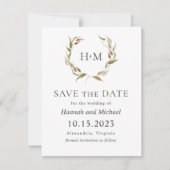 De herfst Laurel Wreath bewaart de Datum met Foto Save The Date (Voorkant)