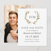 De herfst Laurel Wreath bewaart de Datum met Foto Save The Date (Voorkant / Achterkant)