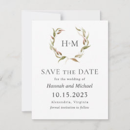 De herfst Laurel Wreath bewaart de Datum met Foto Save The Date