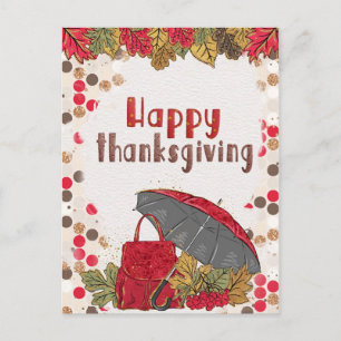 De herfst Leaf Polka Dot Happy Thanksgiving Briefkaart