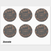 De herfst leest Copper Gray Round Wedding Sticker (Vel)