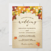 De herfst lekt Burlap Twinkle vecht rond bruiloft Kaart (Voorkant)