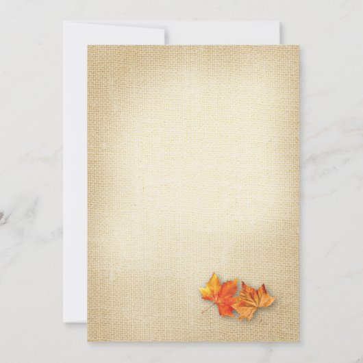 De herfst lekt Burlap Twinkle vecht rond bruiloft Kaart (Achterkant)