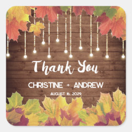 De herfst lekt glitter Lights Rustic Fall Wedding Vierkante Sticker