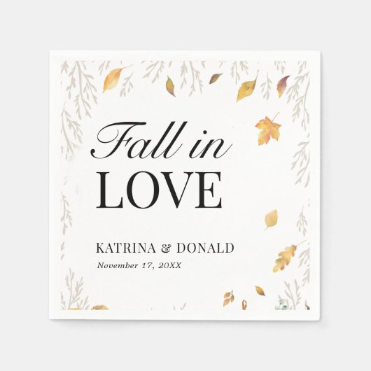 De herfst lekt Herfst in Love Wedding Napkins Servet (Voorkant)