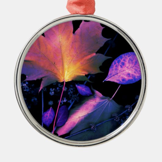 De herfst lekt in Neon Metalen Ornament (Voorkant)
