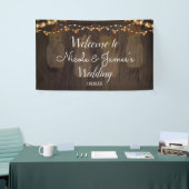 De herfst lekt Jar Light Wood Background Wedding B Spandoek (Beurs)