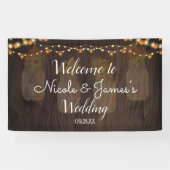 De herfst lekt Jar Light Wood Background Wedding B Spandoek (Horizontaal)