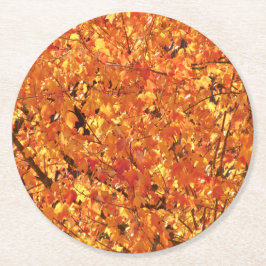 De herfst lekt op boom - foto. ronde kartonnen onderzetter