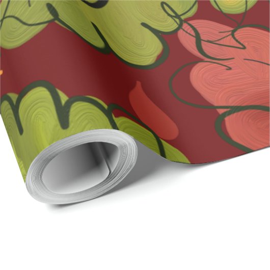 De herfst lekt op donkerrode achtergrond cadeaupapier (Rol Hoek)