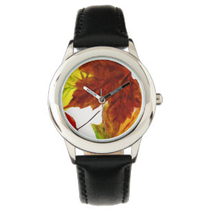 De herfst lekt op het witte Abstracte Impressionis Horloge