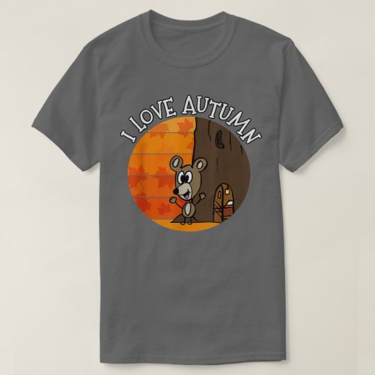De herfst Mouse, ik hou van de herfst, de wildgroe T-shirt (Design voorkant)