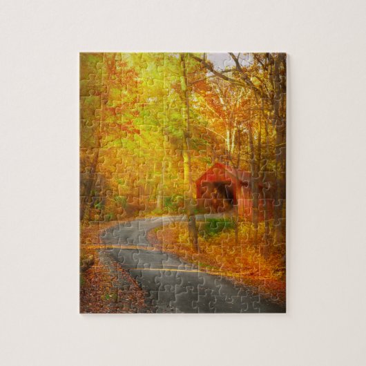 De herfst - net voorbij de bocht legpuzzel (Verticaal)
