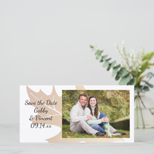 De herfst Oak Leaf Wedding sparen de Datum Save The Date (Staand voorkant)