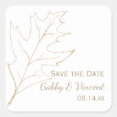 De herfst Oak Leaf Wedding sparen de Datum Vierkante Sticker (Voorkant)