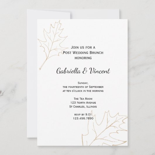 De herfst Oak Leaves Post Wedding Brunch Kaart (Voorkant)