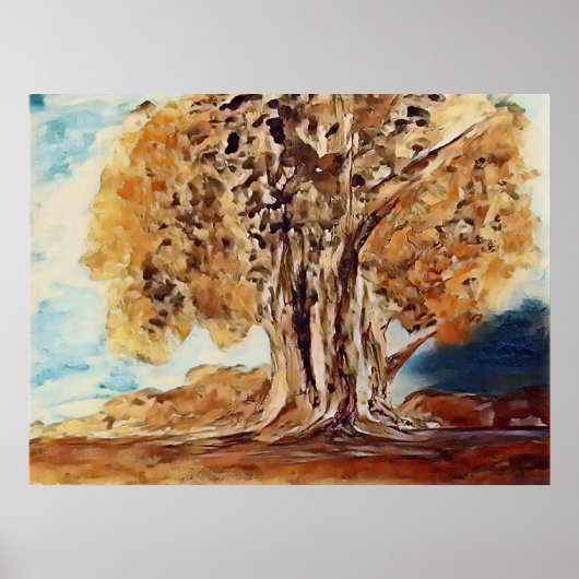 De herfst Oerwoud Bossen behandelen Landschap het  Poster (Voorkant)