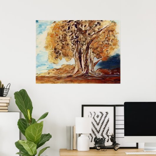 De herfst Oerwoud Bossen behandelen Landschap het  Poster (Thuiskantoor)