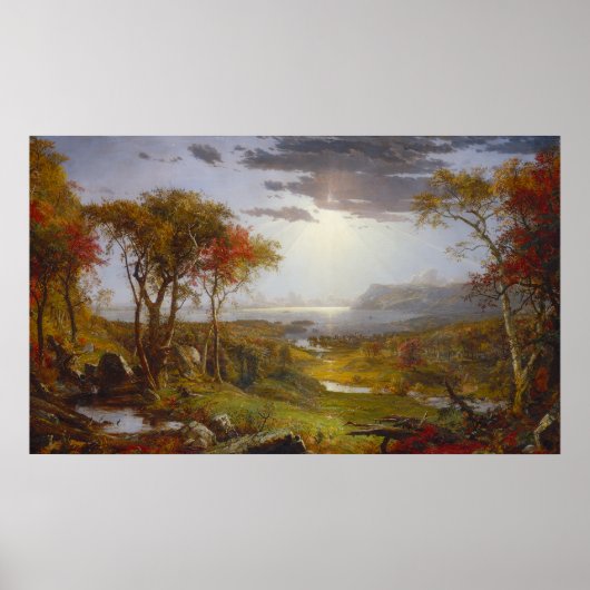 De herfst op de Hudson-rivier door Francis Cropsey Poster (Voorkant)