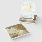 De herfst op de landweg stenen onderzetter (Zijkant)