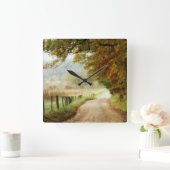 De herfst op de landweg vierkante klok (Huis)