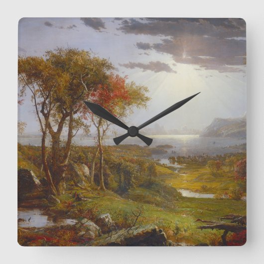 De herfst op de Rivier Hudson Vierkante Klok (Voorkant)