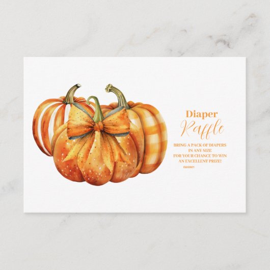 De Herfst Pompoen Bow Baby shower Luier Raffle Informatiekaartje (Voorkant)