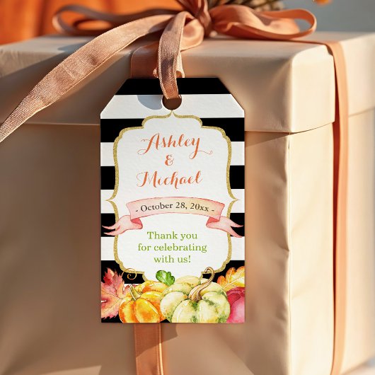 De herfst Pumpkin Maple Leaves Fall Weddenschap Ha Cadeaulabel