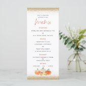 De herfst Pumpkins Florals Gold Glitter Wedding Menu (Staand voorkant)