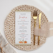 De herfst Pumpkins Florals Gold Glitter Wedding Menu