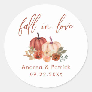 De herfst Pumpkins Terracotta Herfst in Love Weddi Ronde Sticker