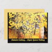 De herfst roept... Spen Leaves vallen af.   C Briefkaart (Voorkant / Achterkant)