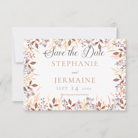 De herfst Rust & Brown Boho Modern sparen de Datum Save The Date (Voorkant)