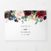 De herfst Rustic Burgundy Calligraphy Wedding of Drieluik Uitnodiging (Cover)