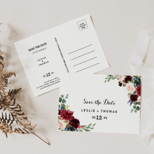 De herfst Rustic Dazzling Burgundy sparen de Datum Briefkaart