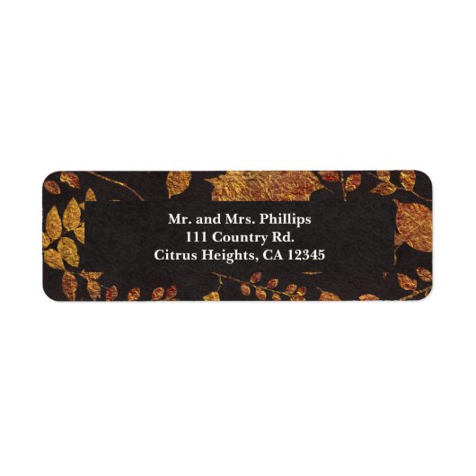 De herfst Rustic Golden Leaves Elegant Wedding Etiket (Voorkant)