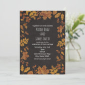 De herfst Rustic Golden Leaves Elegant Wedding Kaart (Staand voorkant)