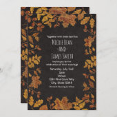 De herfst Rustic Golden Leaves Elegant Wedding Kaart (Voorkant / Achterkant)